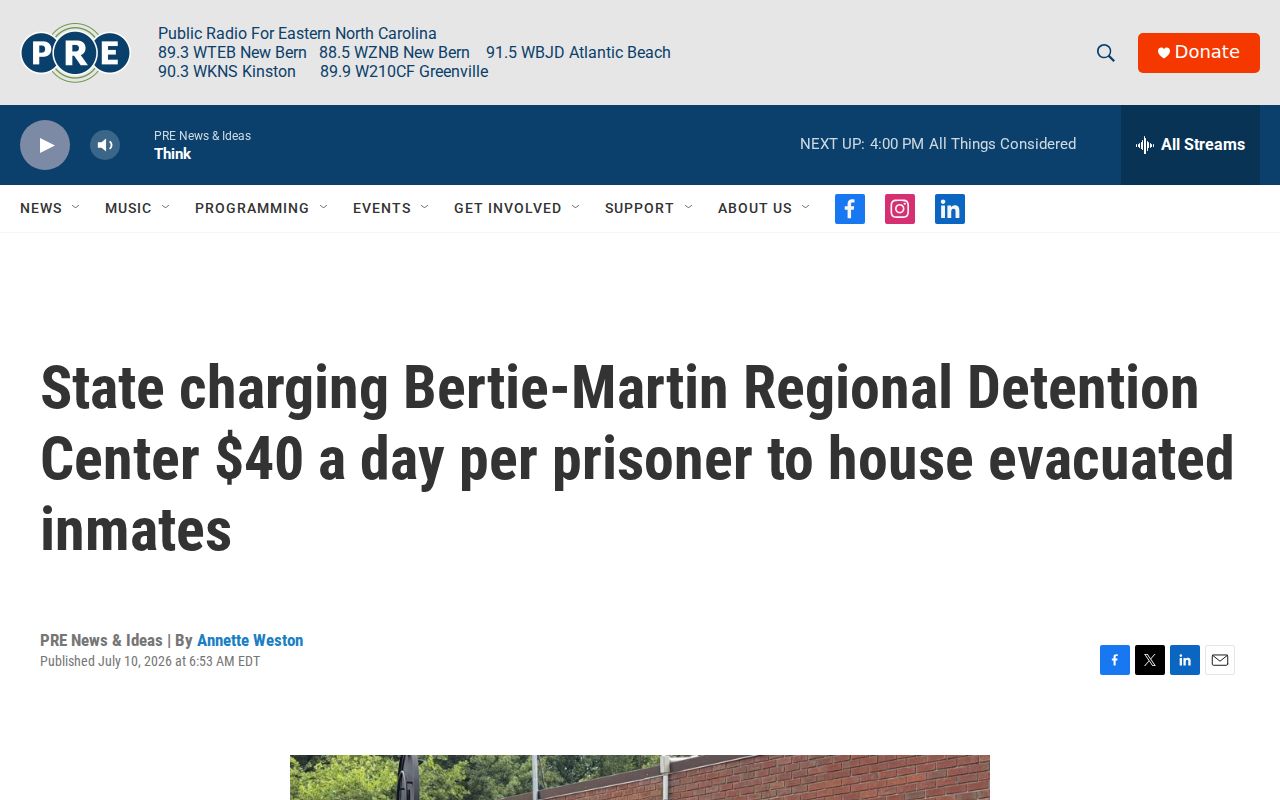 Bertie–Martin Regional Jail transfer and release-status report
